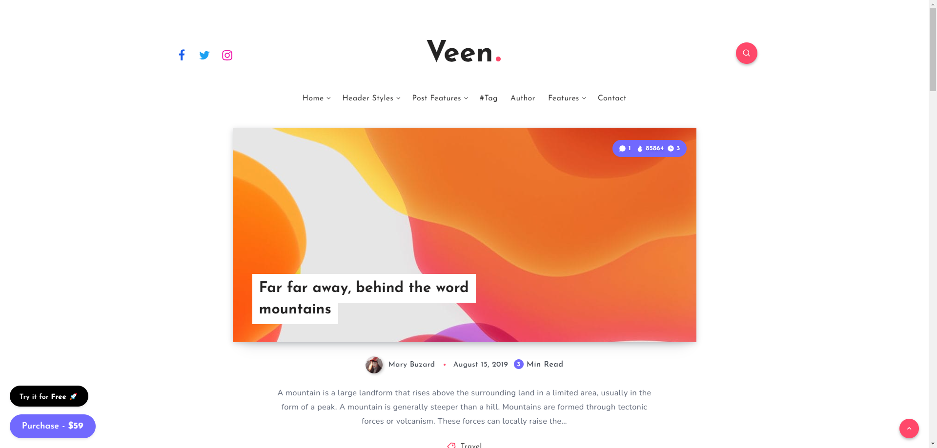 Veen - Minimal Blog Template